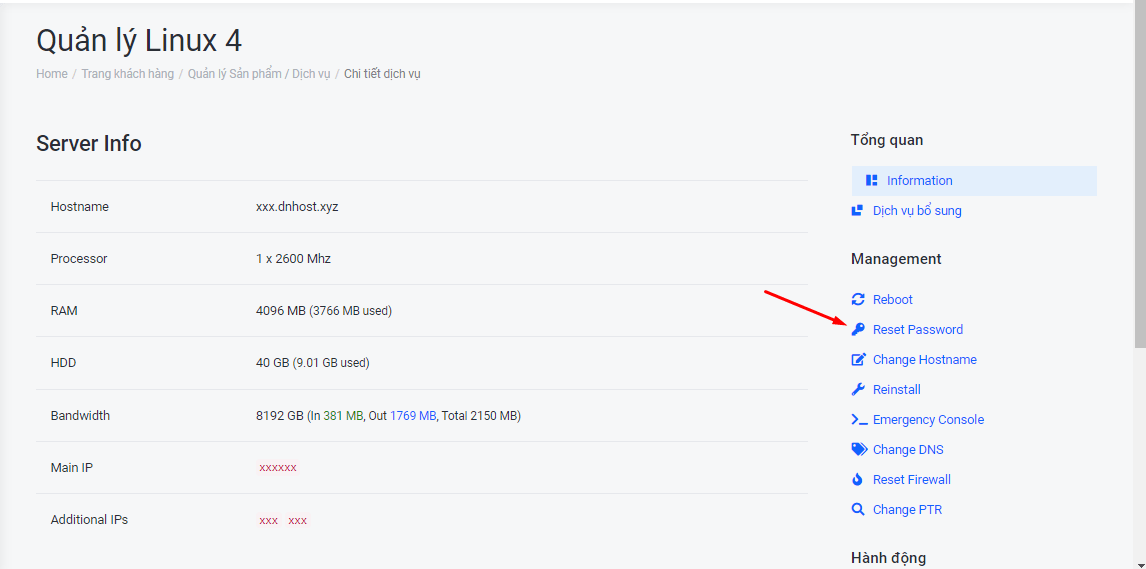 Hướng dẫn reset mật khẩu root VPS EU