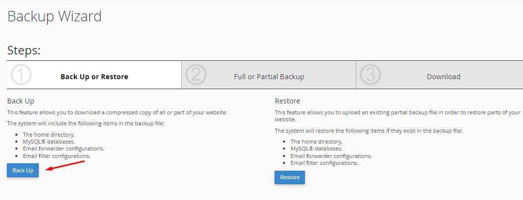 Hướng dẫn Backup trên cPanel